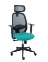 Piqueras y Crespo Silla Cilanco negra malla negra asiento bali turquesa brazo regulable cabecero regulable