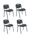 Piqueras y Crespo Pack 4 sillas Iso Mix respaldo negro asiento aran negro