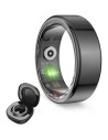 Ksix Anillo inteligente Saturn, Talla S, Aut. 3 días, Actividad y Salud, Monitor Sueño, 5ATM, Negro