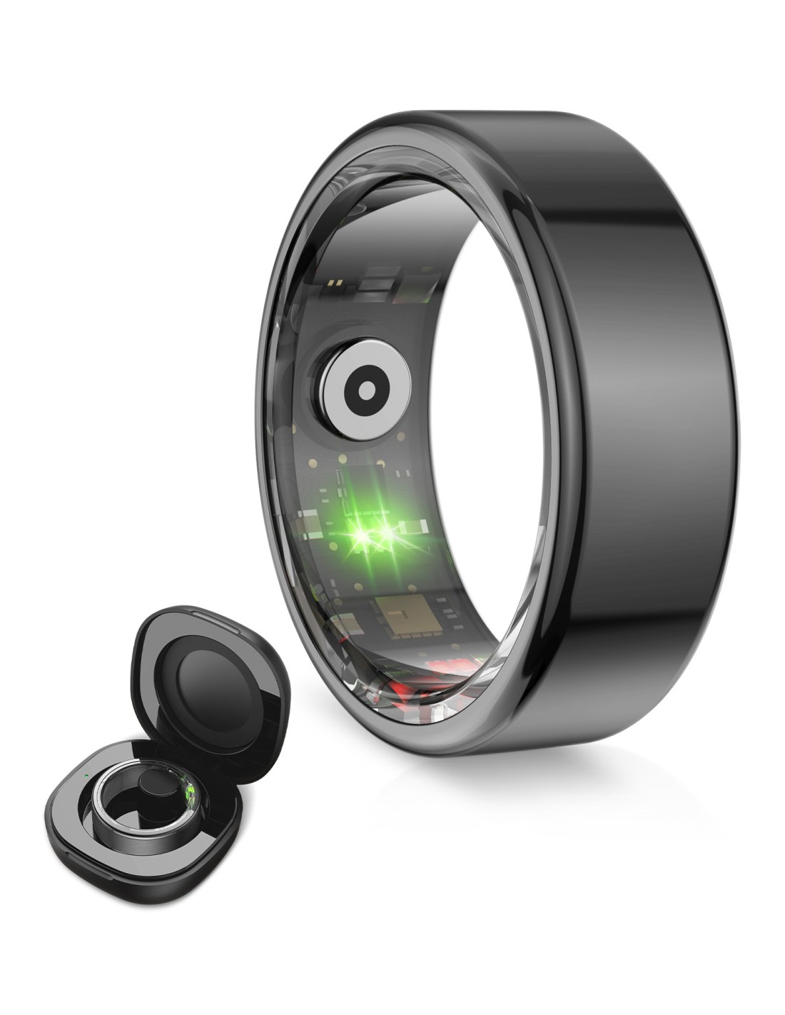 Ksix Anillo inteligente Saturn, Talla S, Aut. 3 días, Actividad y Salud, Monitor Sueño, 5ATM, Negro