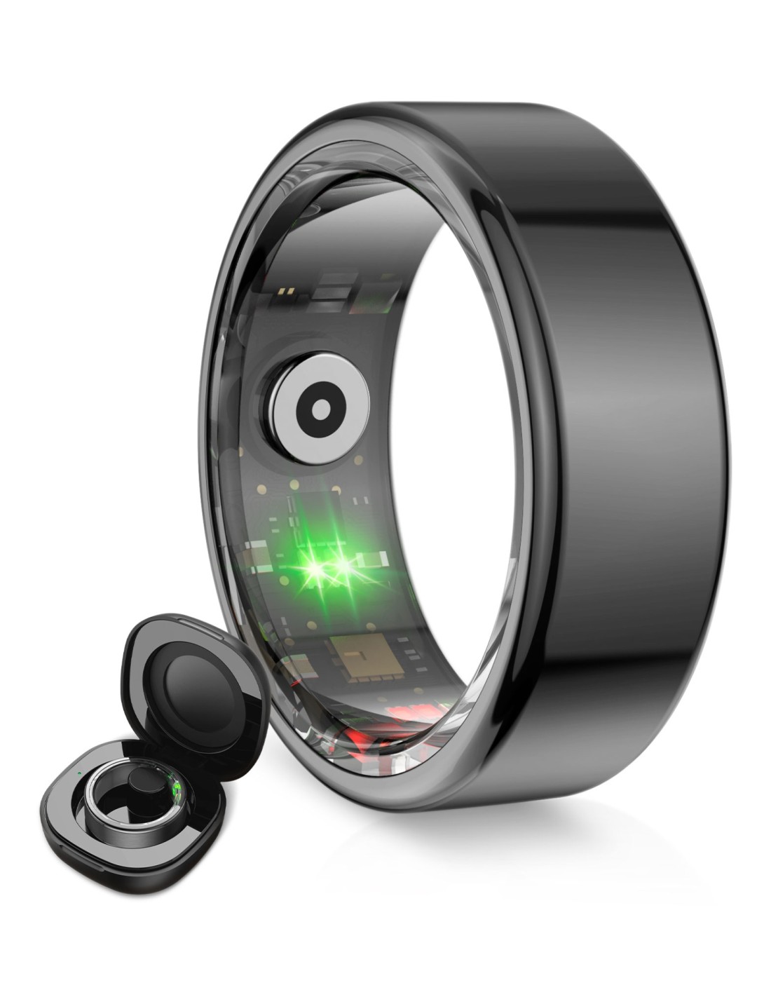 Ksix Anillo inteligente Saturn, Talla XL, Aut. 3 días, Actividad y Salud, Monitor Sueño, 5ATM, Negro