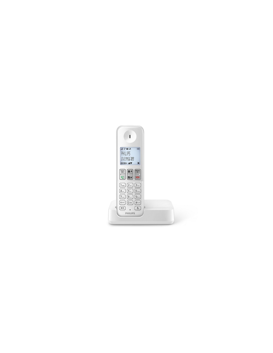 Philips D2501W/34 teléfono Teléfono DECT Identificador de llamadas Blanco
