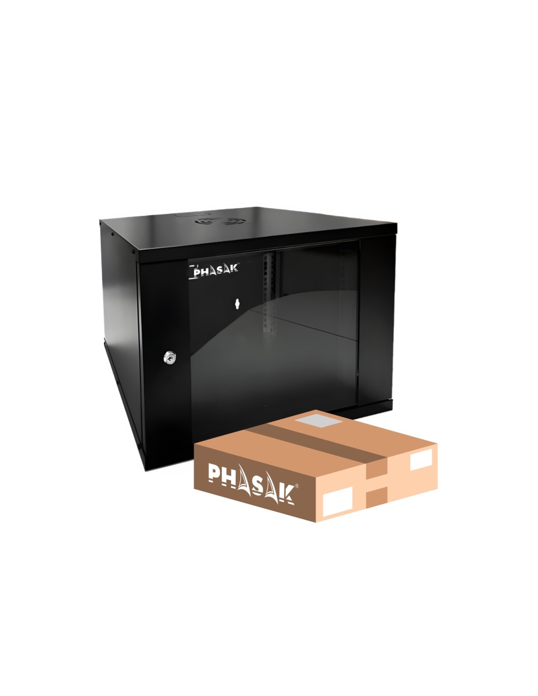 Phasak Mural Rack 19" 12U 530x400 desmontado - Flat Pack - PHO 2012D