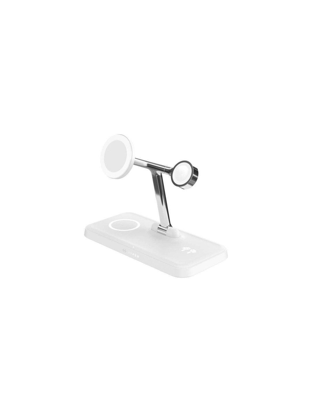 HYPER HJ3004WHGL cargador de dispositivo móvil Auriculares, Smartphone, Reloj inteligente Plata, Blanco CC, USB Cargador inalámb