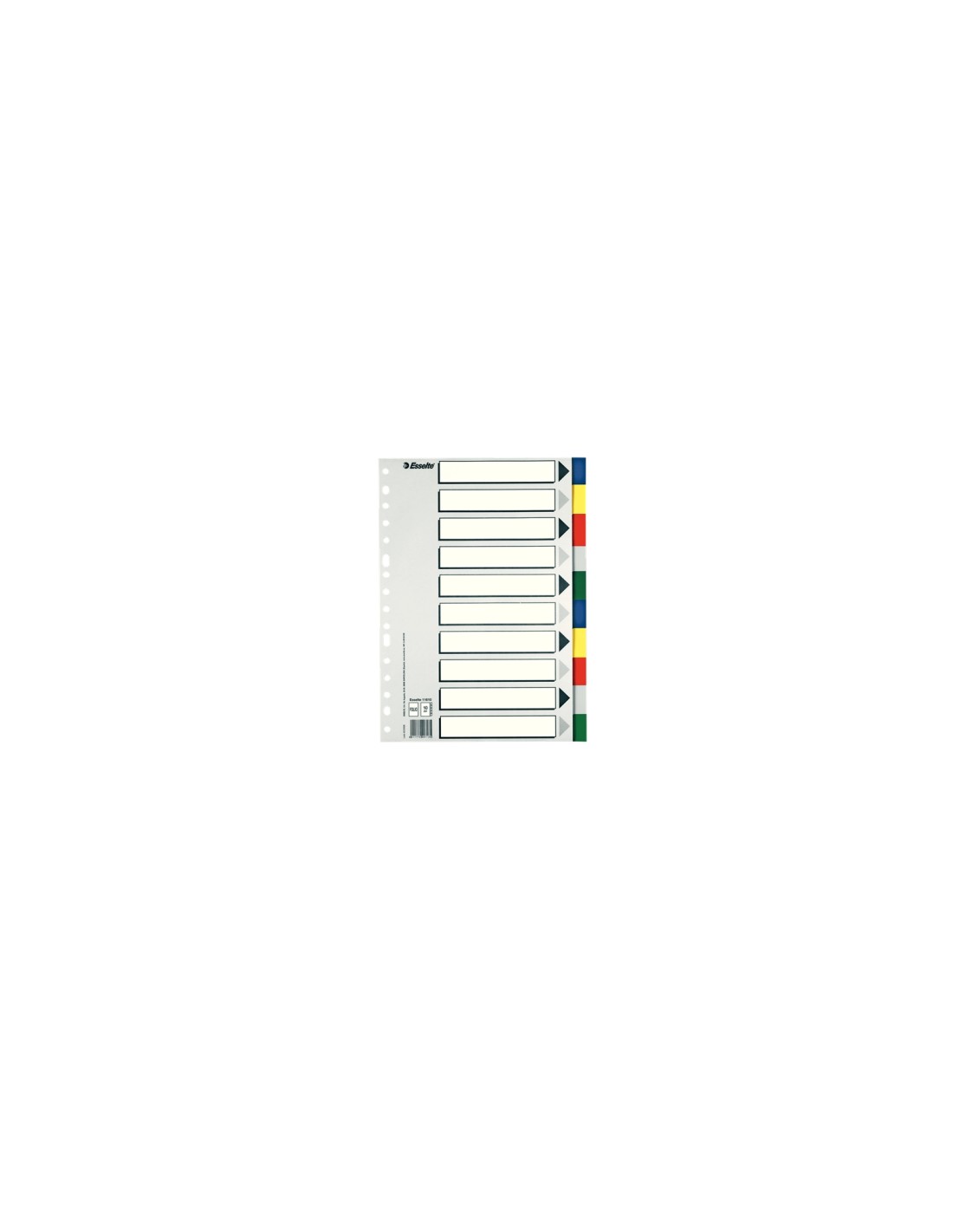 Esselte 11610 lengüeta de índice Separador en blanco con pestaña Cartón, Polipropileno (PP) Multicolor