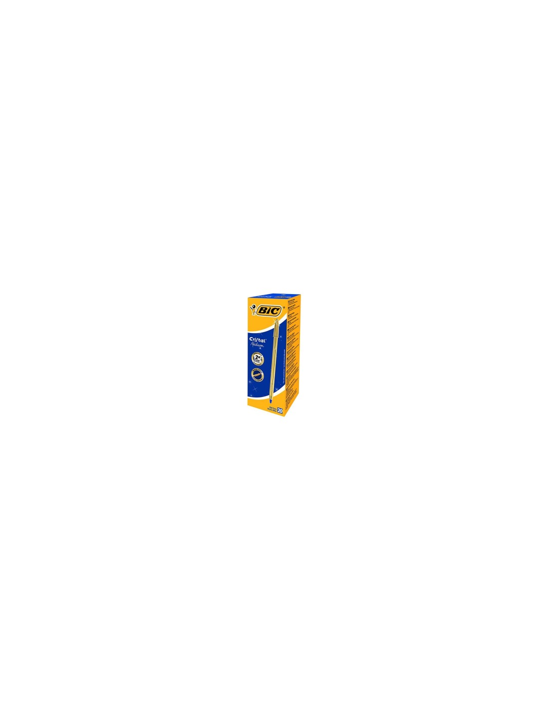 BIC Cristal Medium Azul Bolígrafo de punta retráctil con pulsador Medio 20 pieza(s)
