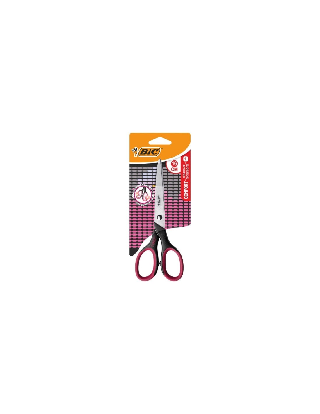 BIC 9262811 tijera de escritorio y manualidades Corte recto Negro, Rosa