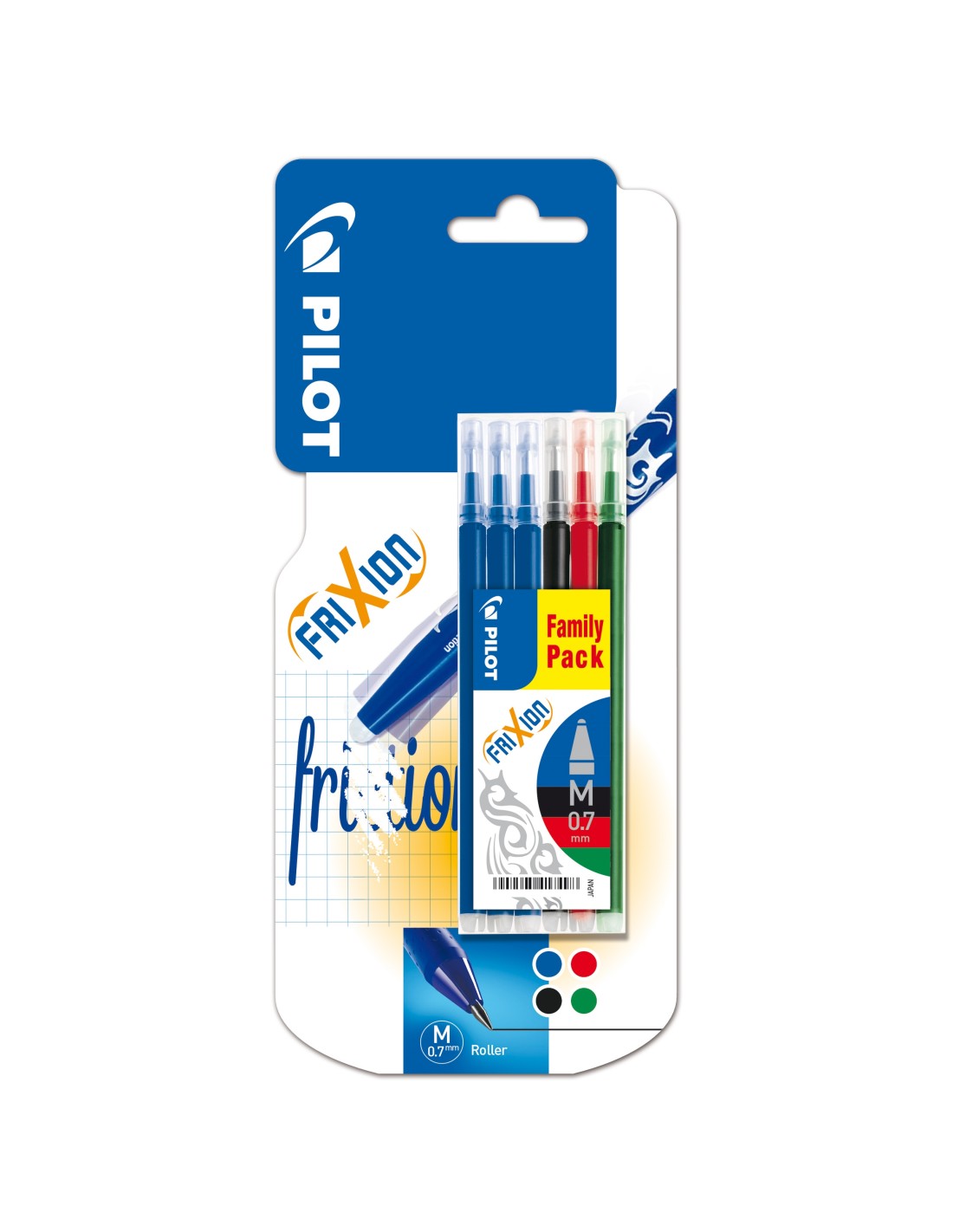 Pilot Frixion Ball Negro, Azul, Verde, Rojo Bolígrafo Medio 6 pieza(s)