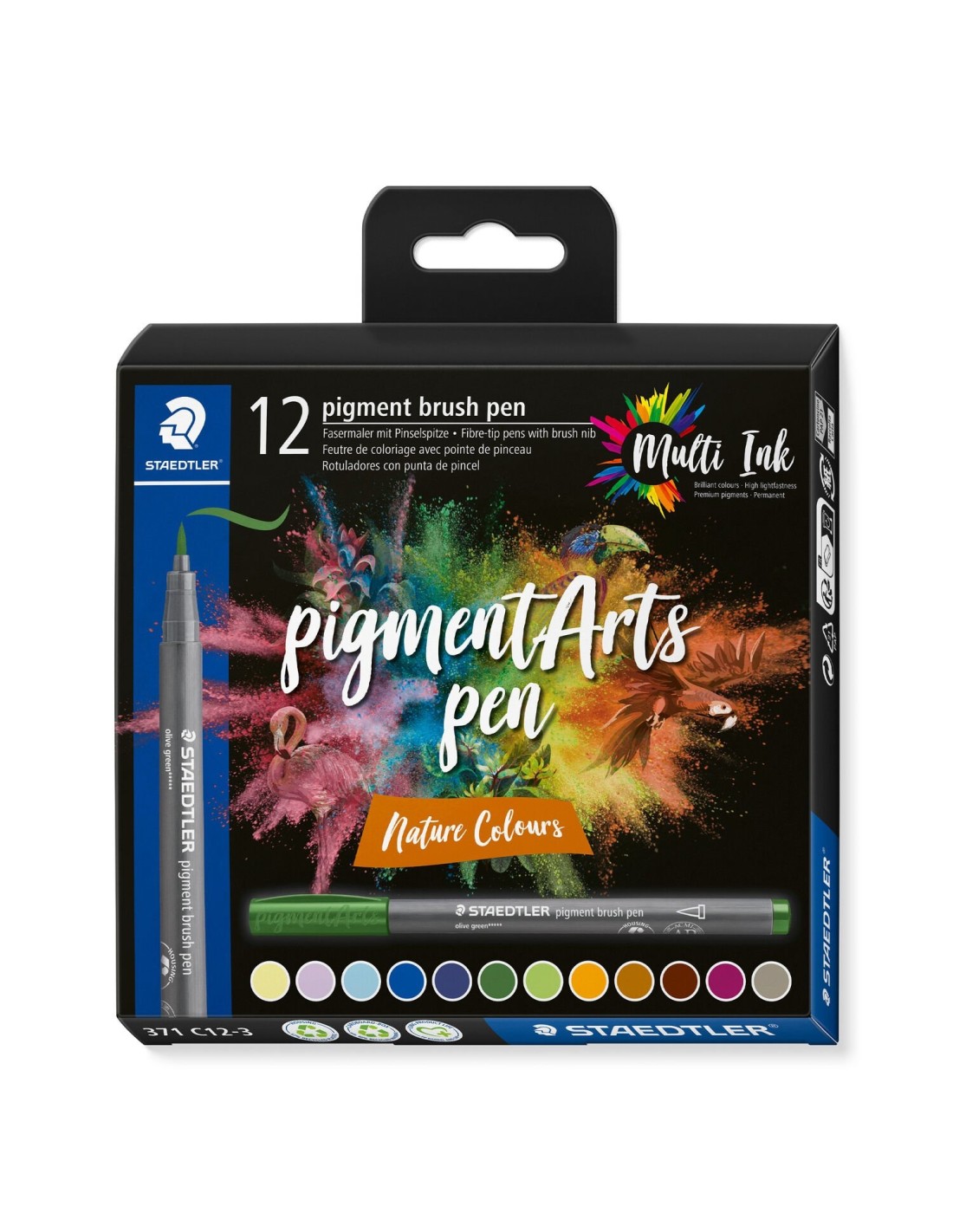 Staedtler Pigment Arts Brush Pen Nature Colors rotulador Multicolor 12 pieza(s)