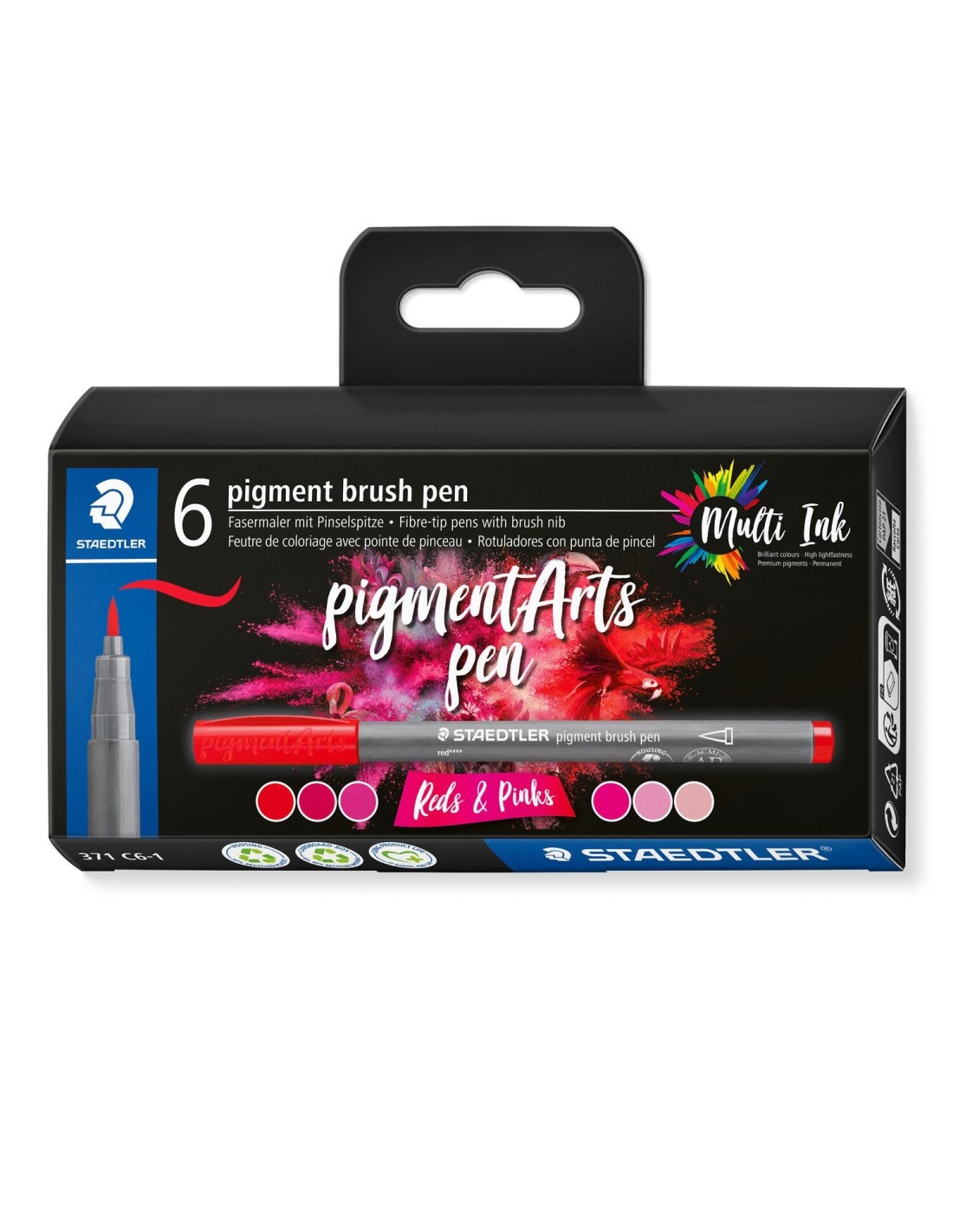 Staedtler Pigment Arts Brush Pen Reds & Pinks rotulador Rosa, Rojo 6 pieza(s)