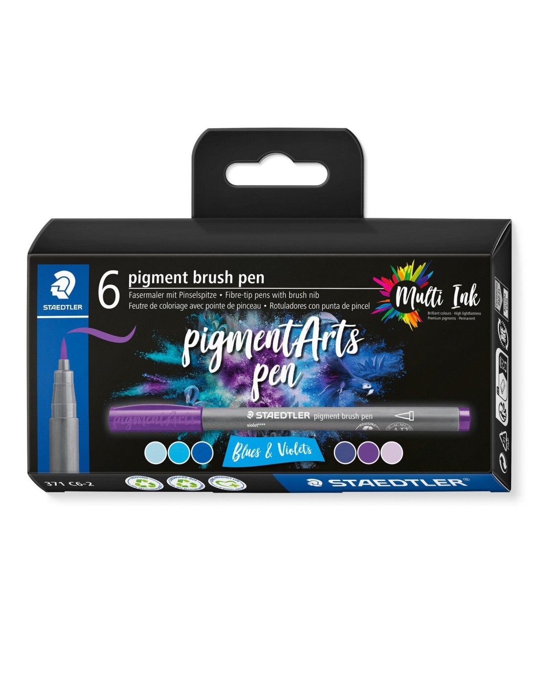 Staedtler Pigment Arts Brush Pen Blues & Violets rotulador Azul, Violeta 6 pieza(s)