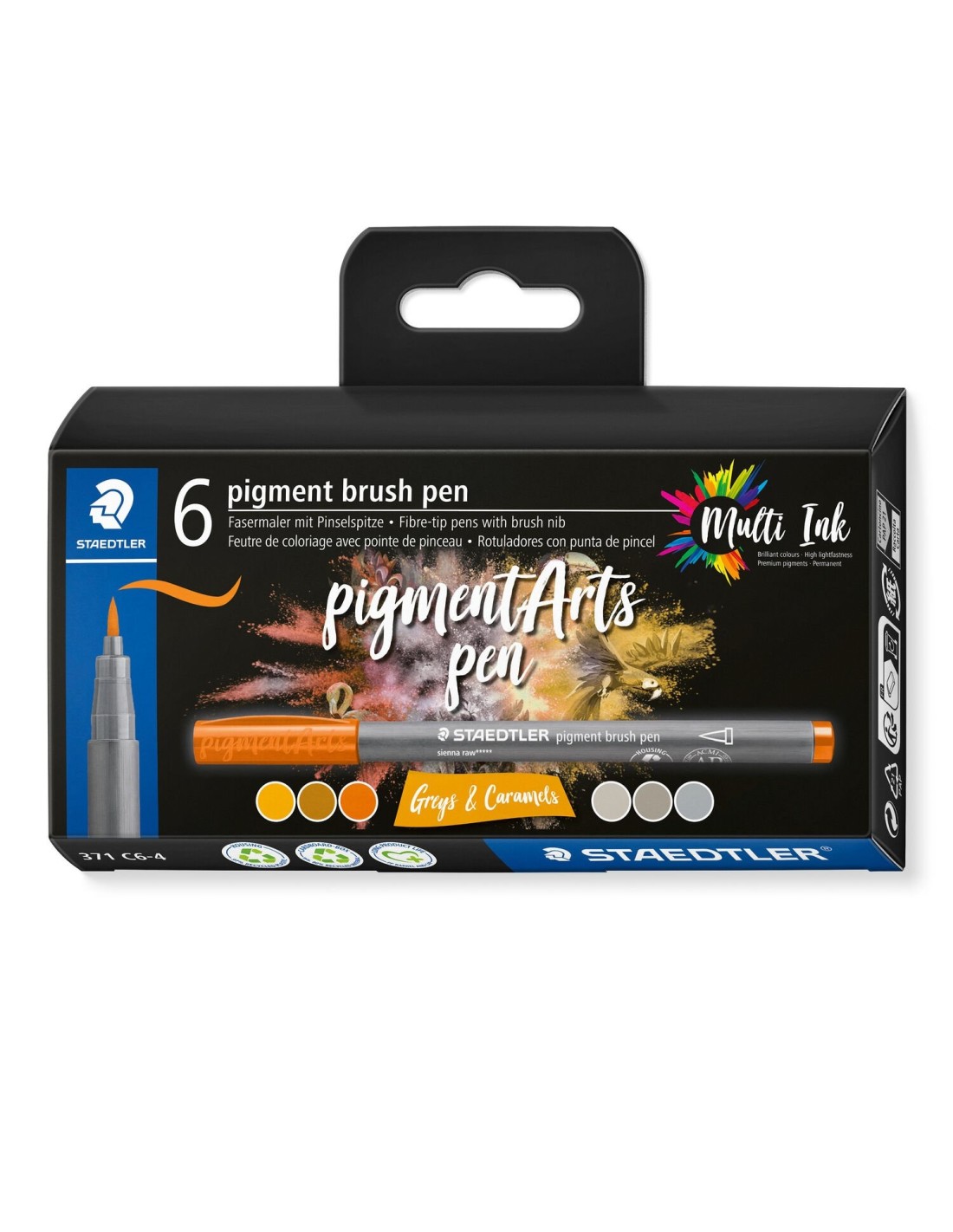 Staedtler Pigment Arts Brush Pen Greys & Caramels rotulador Marrón, Gris 6 pieza(s)