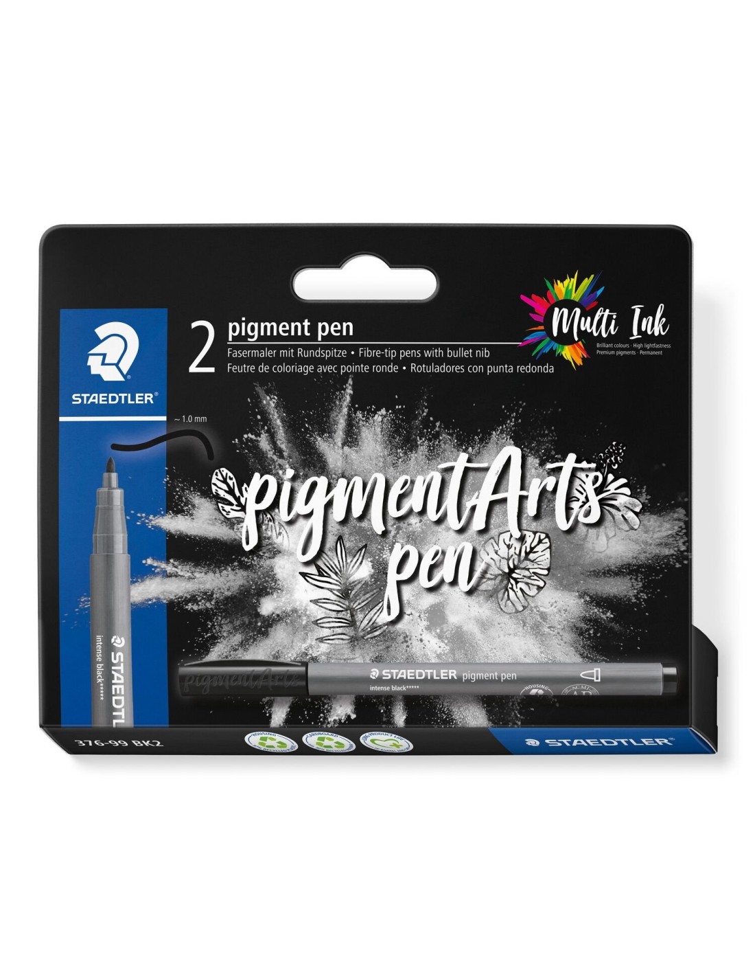 Staedtler Pigment Arts Intensiv Pen rotulador Negro 2 pieza(s)