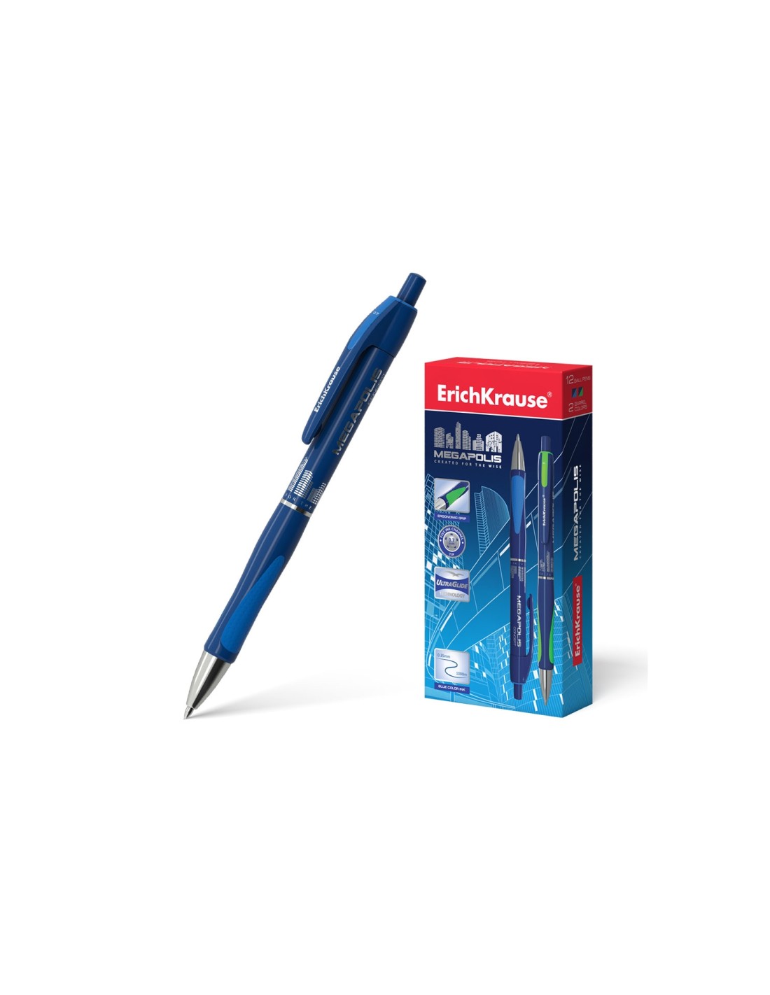 ErichKrause 31 bolígrafo Azul Bolígrafo de punta retráctil con pulsador Medio 12 pieza(s)