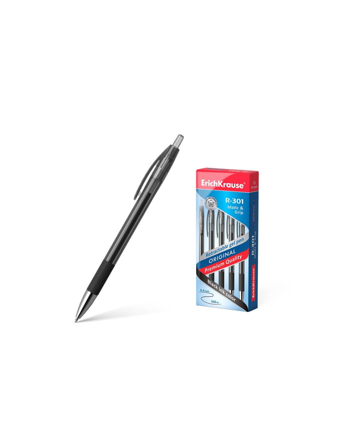 ErichKrause 46815 bolígrafo de gel Bolígrafo de gel de punta retráctil Negro 12 pieza(s)