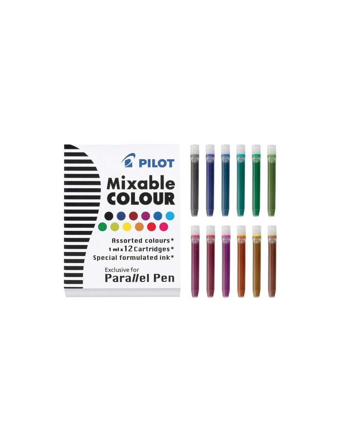 Pilot Parallel Pen Negro, Azul, Marrón, Verde, Verde claro, Marina, Naranja, Rosa, Púrpura, Rojo, Turquesa, Amarillo 12 pieza(s)