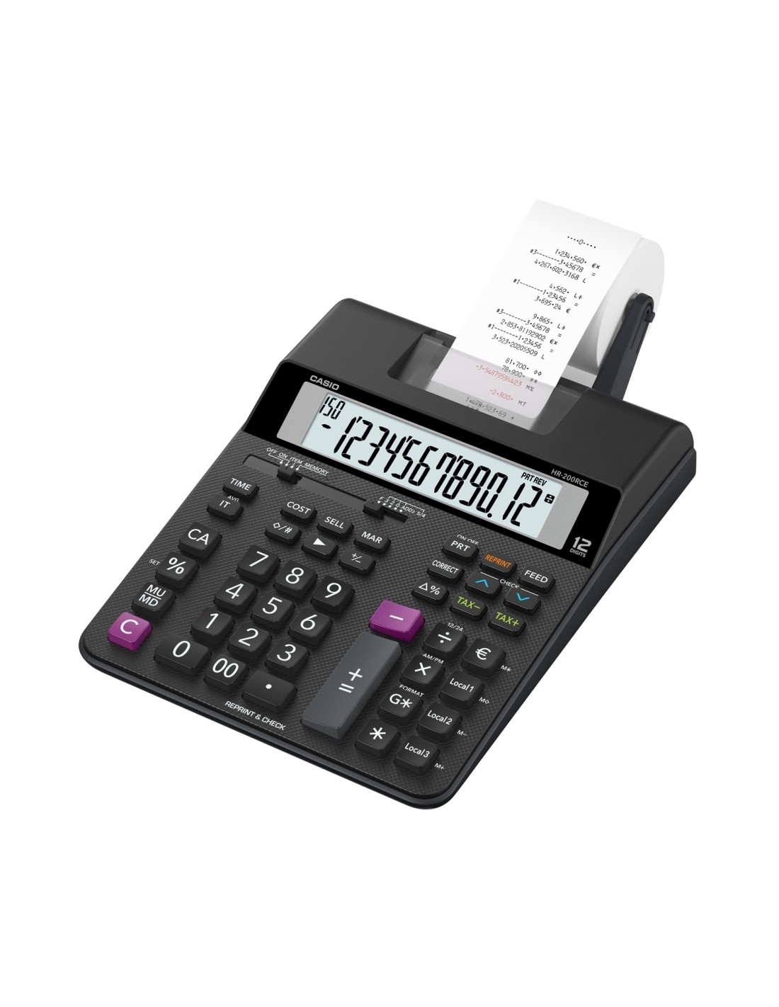 Casio HR-200RCE calculadora Escritorio Calculadora de impresión Negro