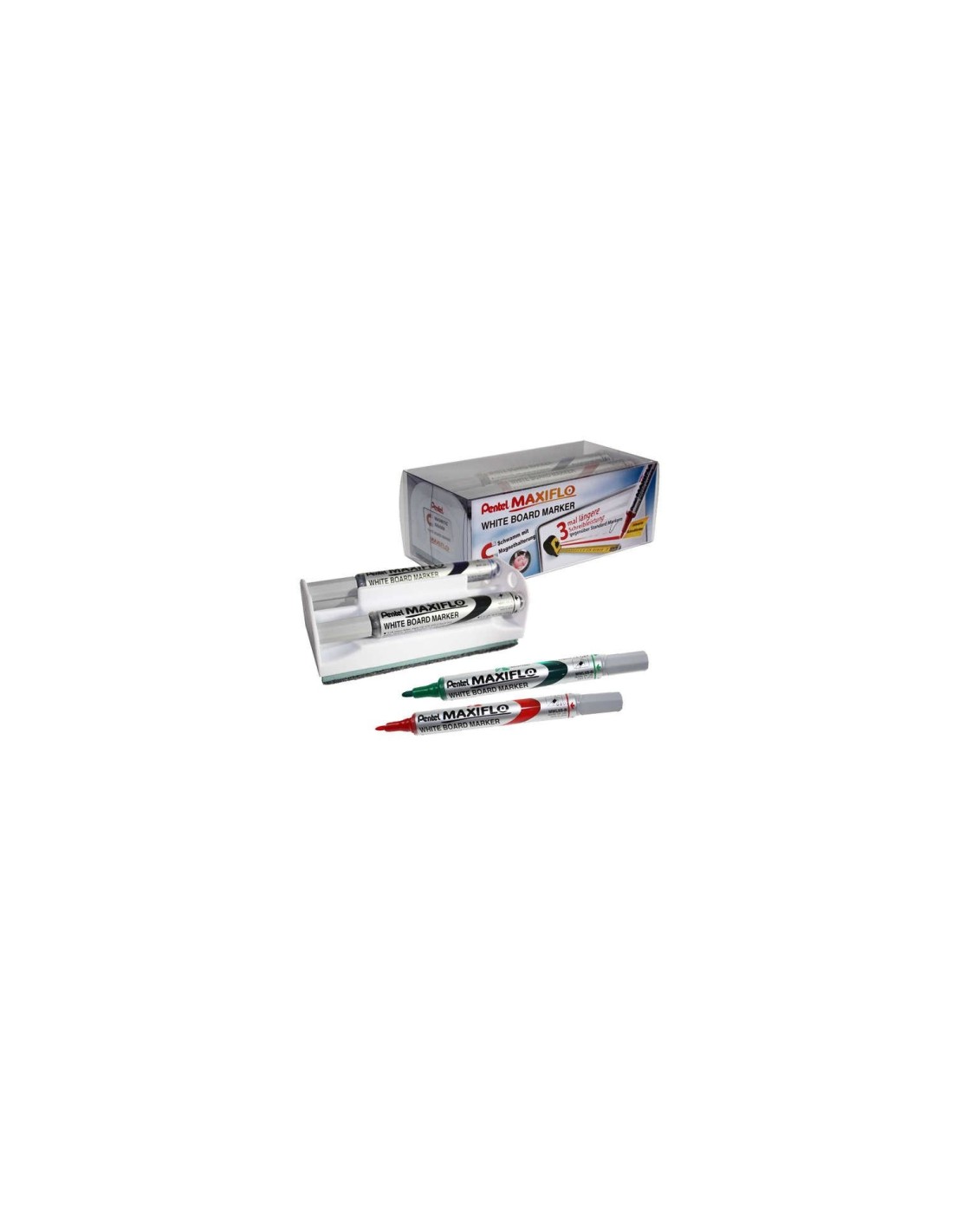 Pentel Maxiflo marcador 4 pieza(s) Punta cónica Negro, Azul, Verde, Rojo