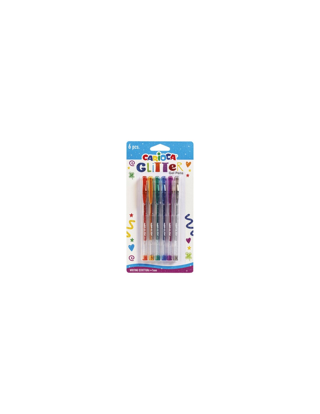 Carioca 42165 bolígrafo Azul, Verde, Gris, Naranja, Rosa, Rojo Bolígrafo de punta retráctil con pulsador 6 pieza(s)