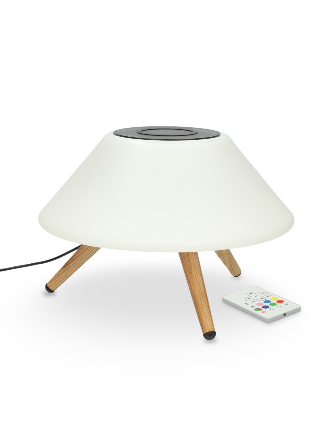 Ksix Cargador inalámbrico lámpara Omni 10W, Tecnología Qi, Altavoz Bluetooth, 7 colores, Control Remoto