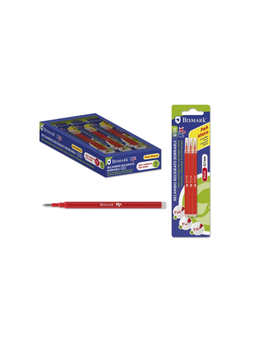 Bismark 327534 Recambio de bolígrafo Rojo 3 pieza(s)