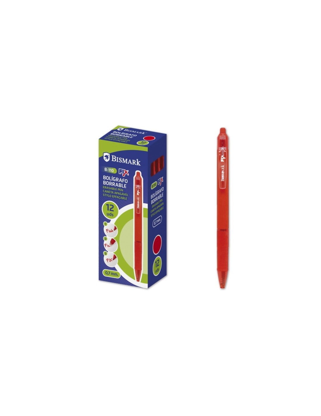 Bismark 330217 bolígrafo Rojo Bolígrafo de punta retráctil con pulsador Medio 12 pieza(s)