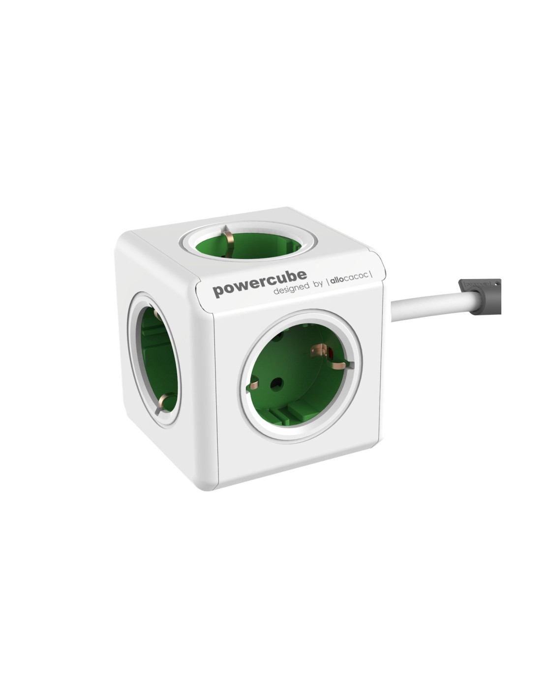 Allocacoc PowerCube Extended base múltiple 1,5 m 5 salidas AC Interior Verde, Blanco