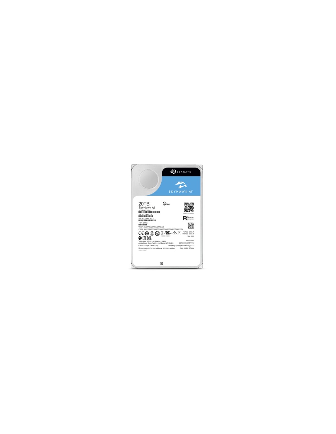 Seagate SkyHawk AI disco duro interno 20 TB 7200 RPM 512 MB 3.5" Serial ATA III