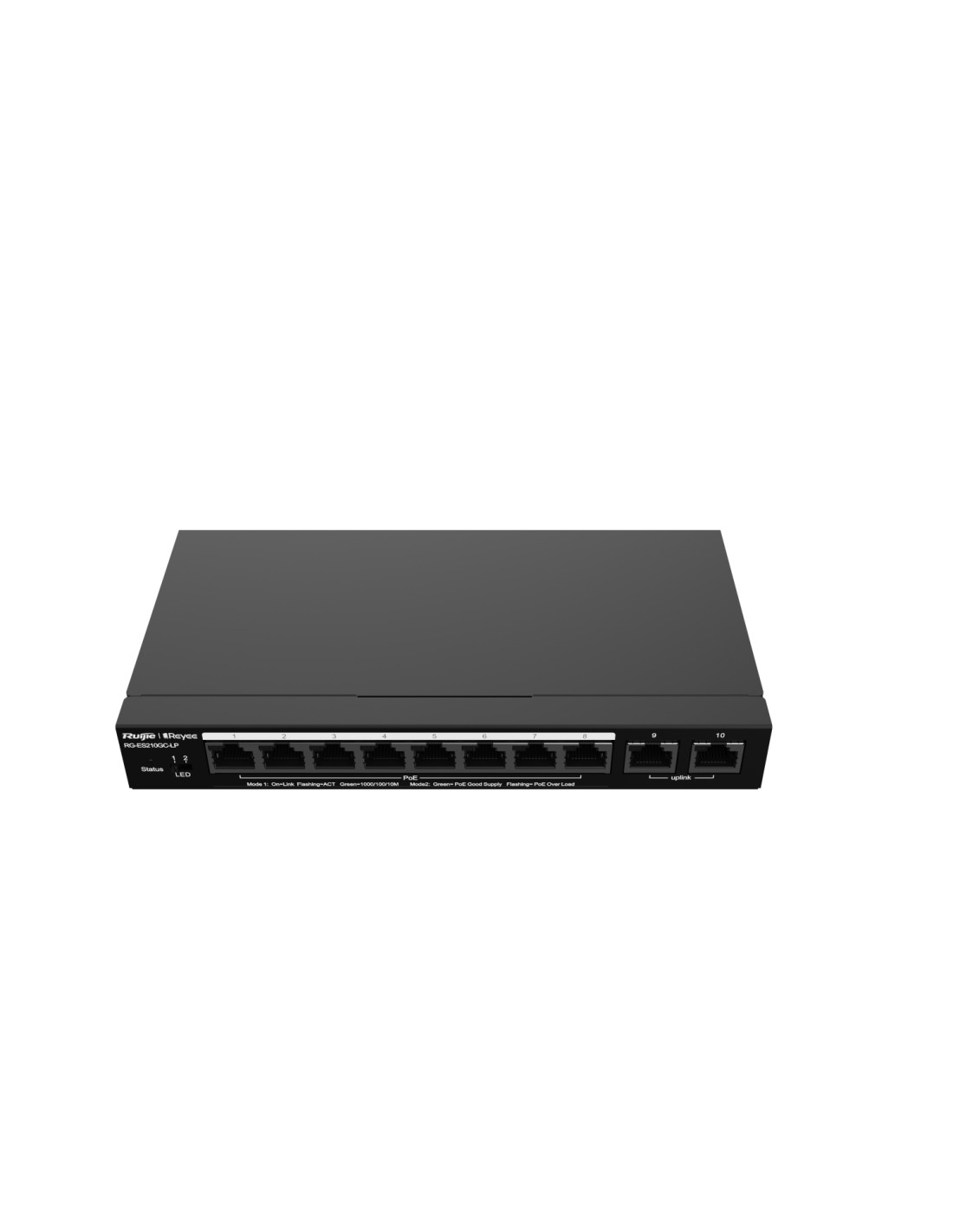 Ruijie Networks RG-ES210GC-LP switch Gestionado L2 Gigabit Ethernet (10/100/1000) Energía sobre Ethernet (PoE) Negro
