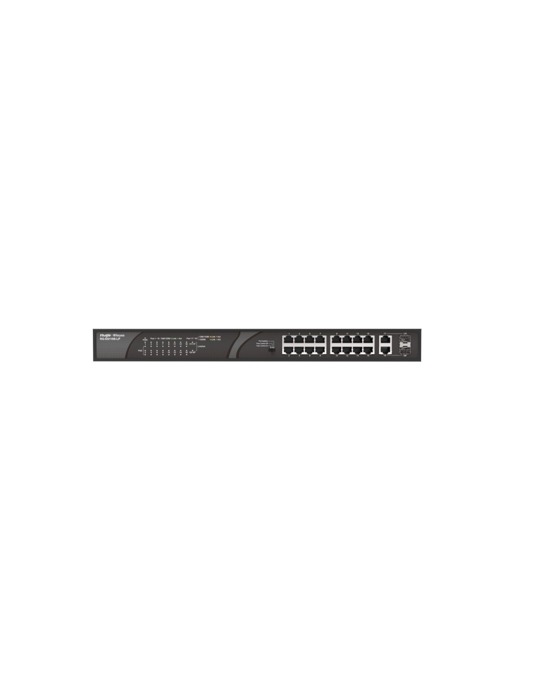 Ruijie Networks RG-ES118S-LP switch No administrado Fast Ethernet (10/100) Energía sobre Ethernet (PoE) Negro
