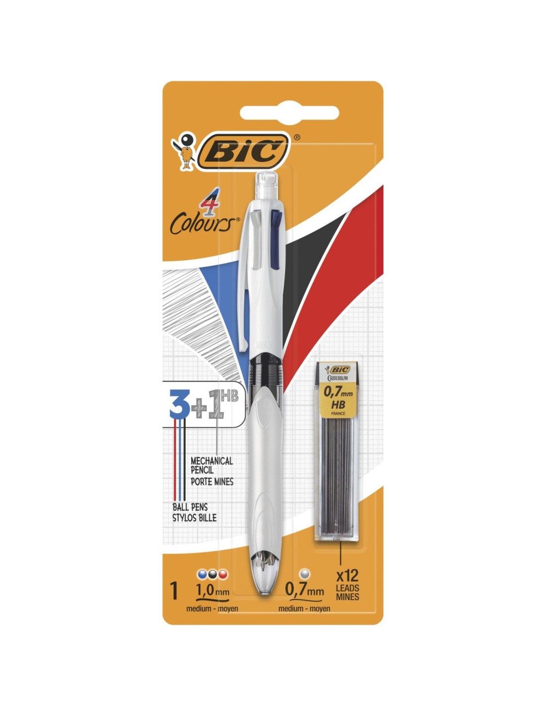 BIC 942103 bolígrafo Negro, Azul, Rojo, Plata Bolígrafo multifunción Medio 1 pieza(s)