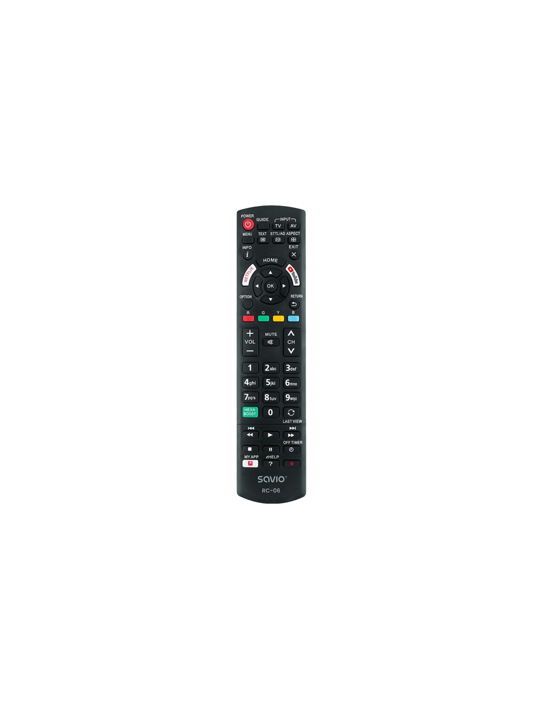 Savio RC-06 do TV Panasonic mando a distancia IR inalámbrico Botones
