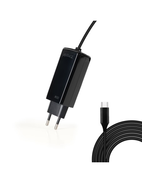 TooQ Cargador de portátil GAN USB-C PD 45W, Negro