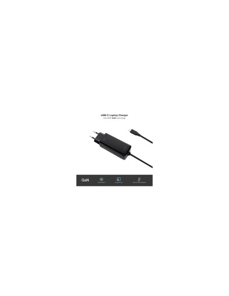 TooQ Cargador de portátil GAN USB-C PD 45W, Negro