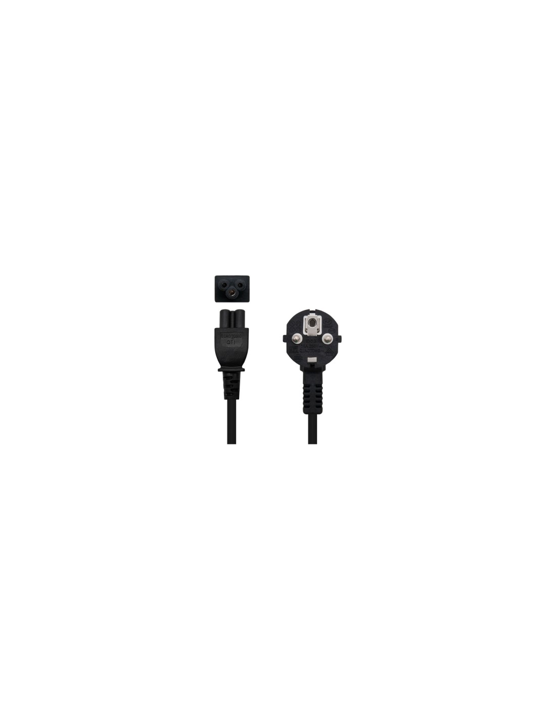 Nanocable Cable de Alimentación Trébol, CEE7 acodado/M-C5/H, Negro, 3 m