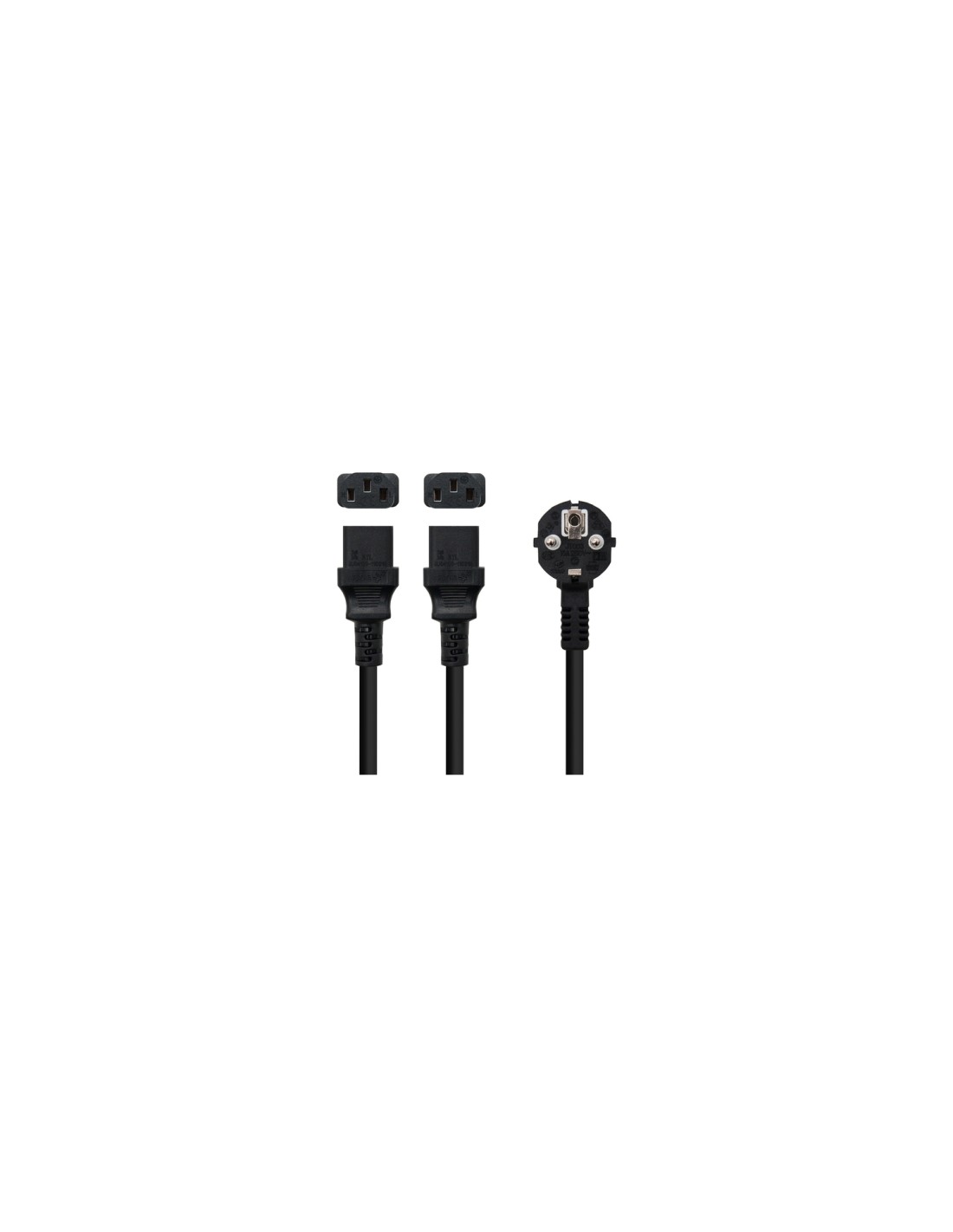 Nanocable Cable de Alimentación CEE7/M a 2xC13/H, Negro, 3 m