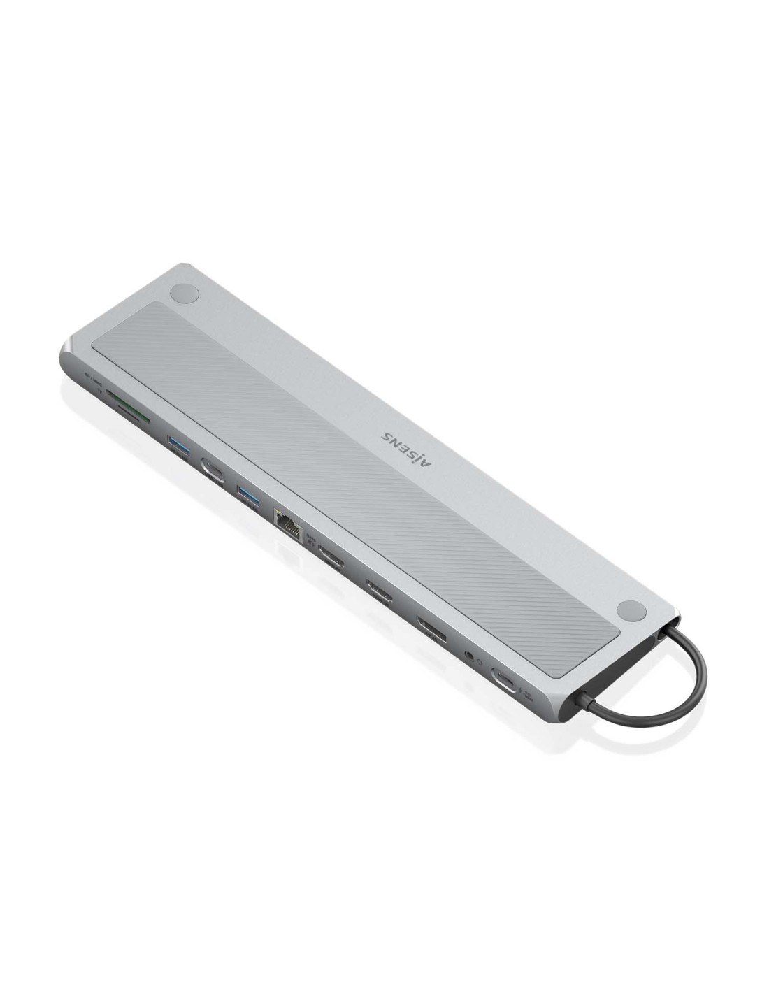 AISENS USB-C Dock 12 en 1, USB-C a 2xHDMI, 1xDisplayPort, 1xRJ45, 3xUSB-A, 1xUSB-C, 1xUSB-C PD, 1xSD, 1xMicro SD, 1xAudio, Gris,