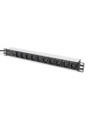 Digitus Regleta de enchufes con perfil de aluminio, 10 tomas, enchufe IEC C14 con cable de 2 m