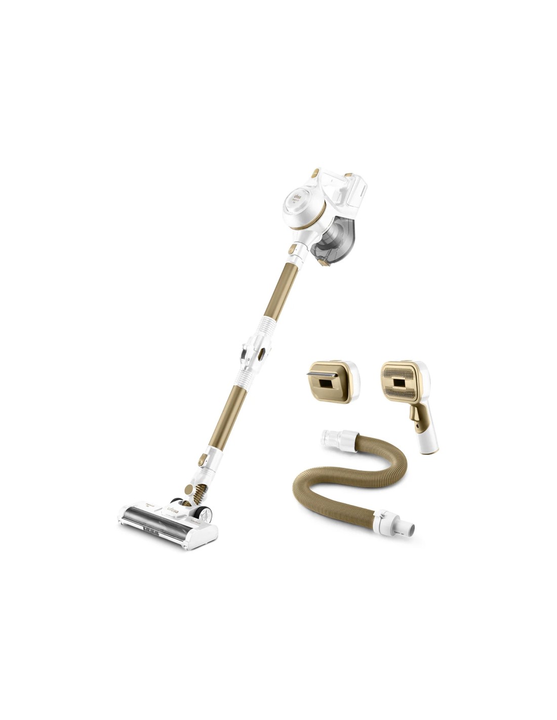 Ufesa U3 Digital Pet Aspiradora escoba 2 en 1 Batería Secar Sin bolsa 0,8 L Oro, Blanco 2,2 Ah