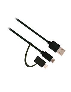 Ewent EW9909 cable USB USB 2.0 1 m USB A Micro-USB B/Lightning Negro