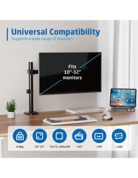 Ewent EW1510 soporte para monitor 68,6 cm (27") Escritorio Negro
