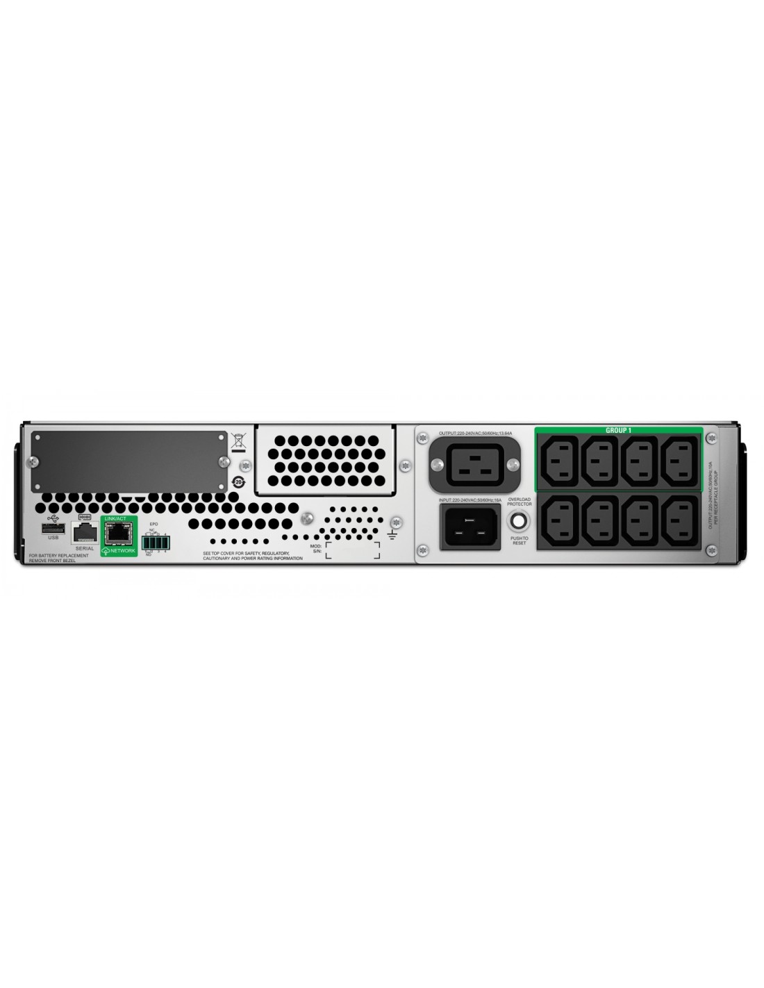 APC Smart-UPS LCD RM with SmartConnect LÍ­nea interactiva 2200VA, 1980 W, 9 salidas AC (2U) Negro, Metalico