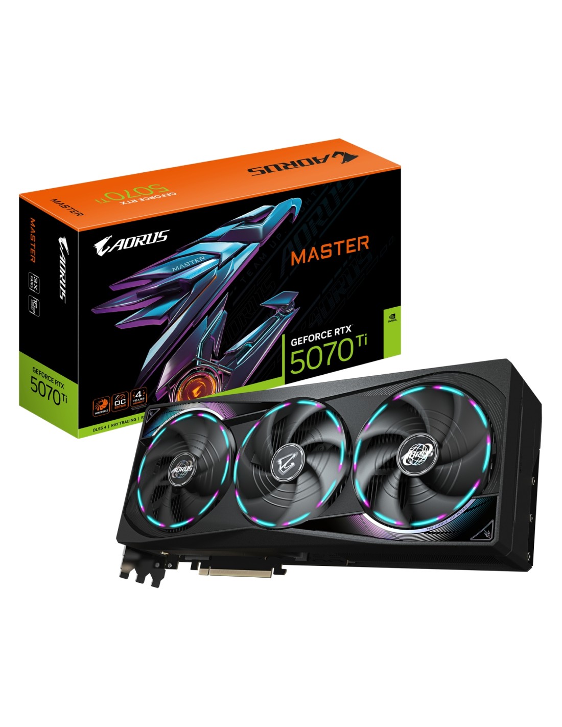 GIGABYTE AORUS GeForce RTX 5070 Ti MASTER 16G Tarjeta Gráfica - 16GB GDDR7, 256 bits, PCI-E 5.0, XXXX MHz Core Clock, 3 x DP 2.1