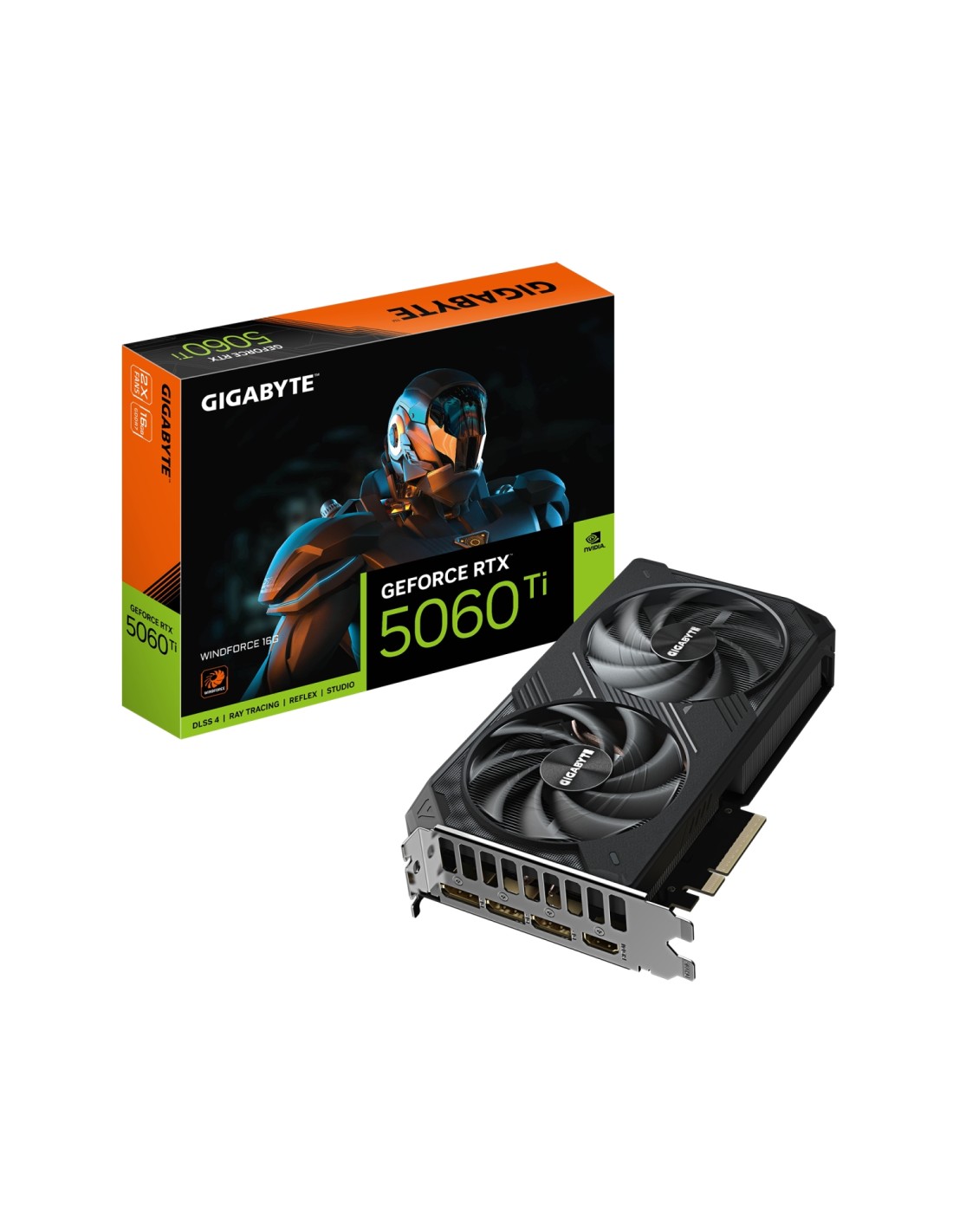 GIGABYTE GeForce RTX 5060 Ti WINDFORCE 16G Tarjeta Gráfica ? 16 GB GDDR7, 128 bits, PCI-E 5.0, 2572 MHz Frecuencia del núcleo, 3