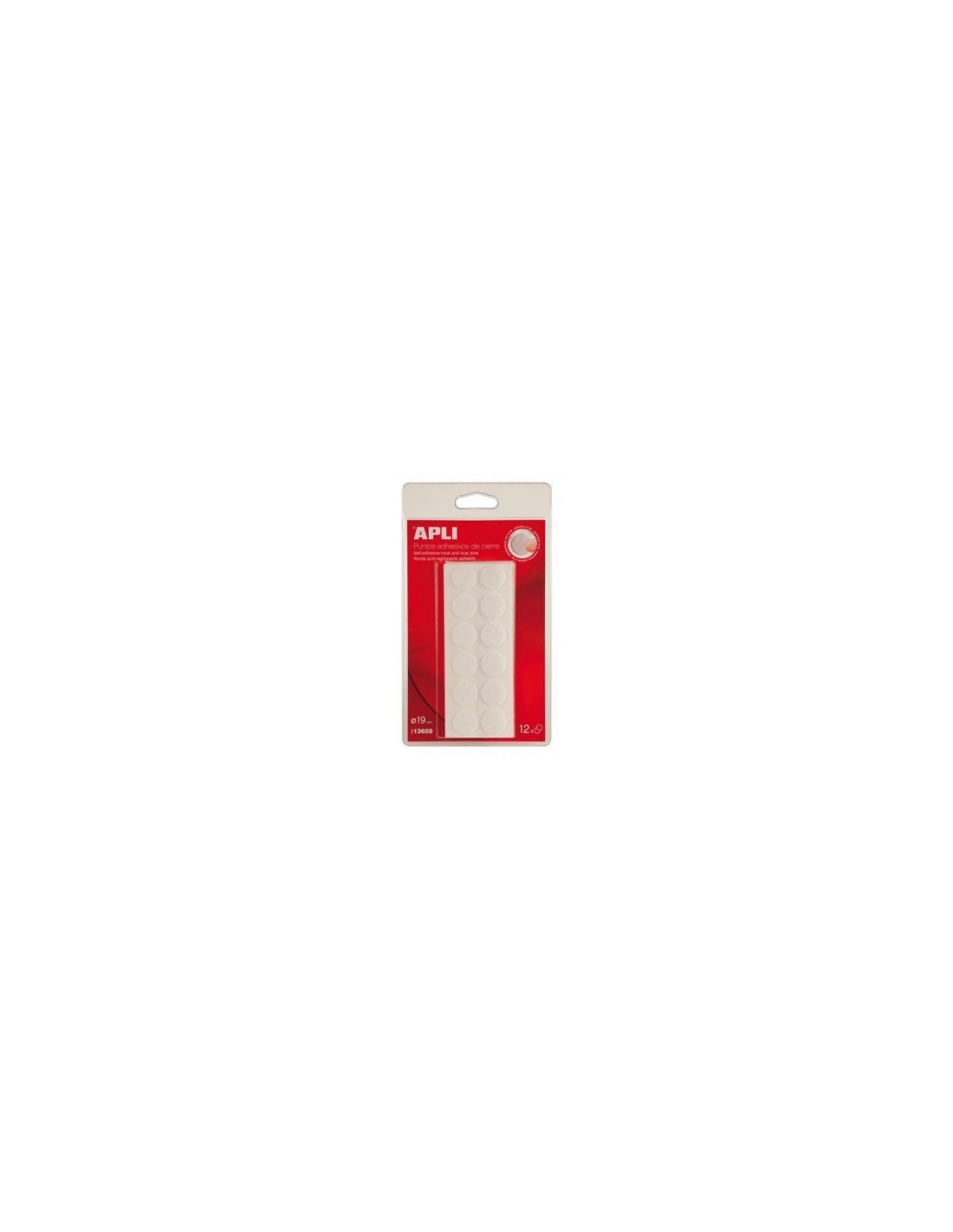 12 PUNTOS ADHESIVOS DE CIERRE APLI VELCRO EXTRAFUERTE 19MM BLANCO 13659