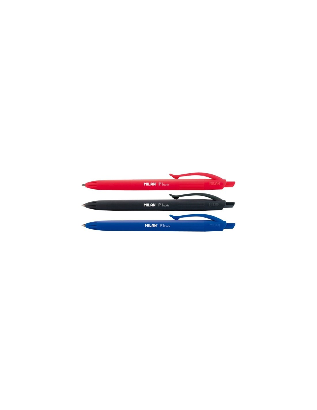 Milan BWM10254 Negro, Azul, Rojo BolÍ­grafo de punta retráctil con pulsador 4 pieza(s)