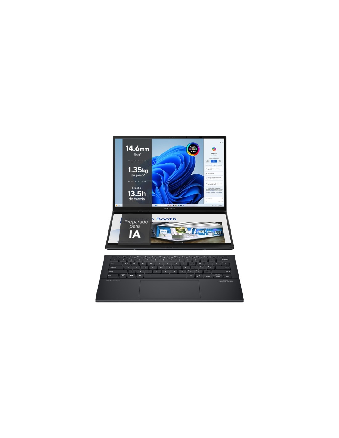 ASUS Zenbook Duo OLED UX8406MA-PZ271W Intel Core Ultra 9 185H/32GB/2TB SSD/Arc Graphics/14" Windows 11 Home Portátil