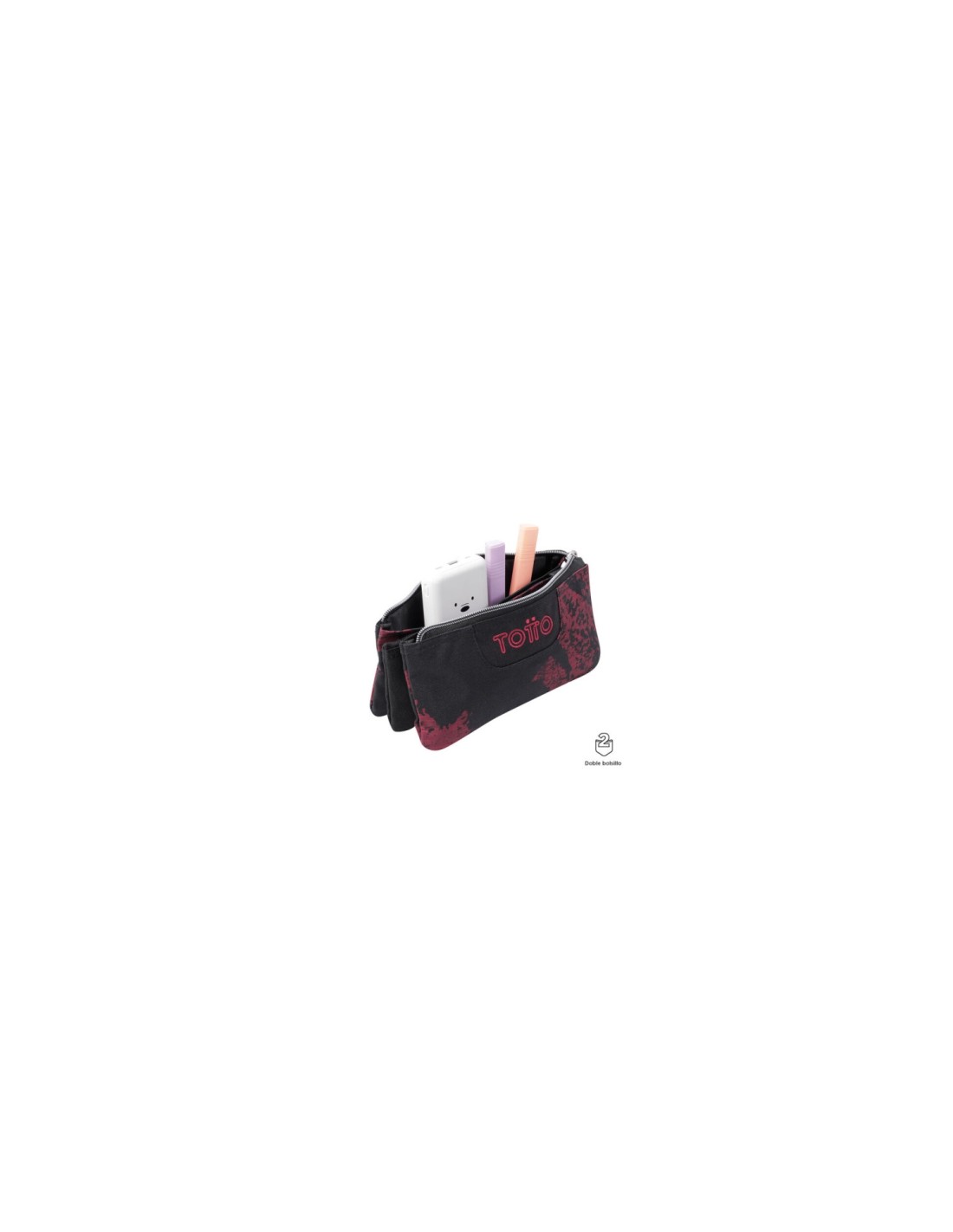 ESTUCHE ESCOLAR TRES COMPARTIMENTOS TIZA ROJA - TABLERO TOTTO AC52ECO012-2310Z-5C5