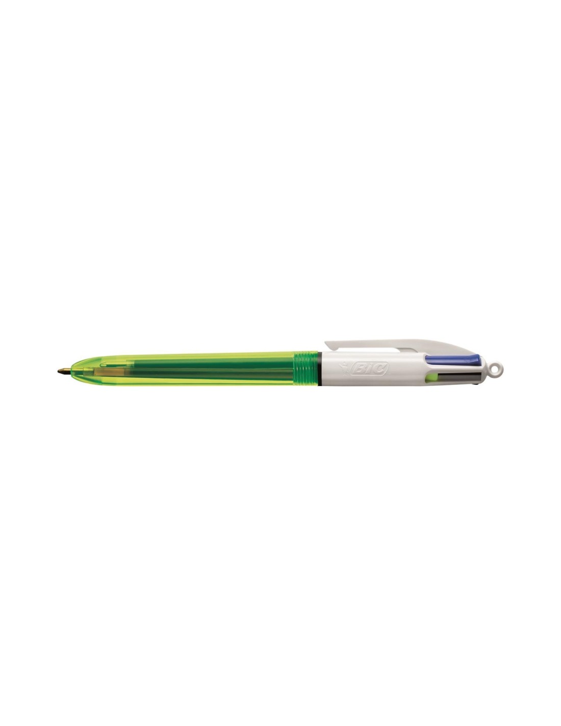 BIC 4Colours Fluo Bolígrafo retráctil con clip Negro, Azul, Rojo, Amarillo 12 pieza(s)