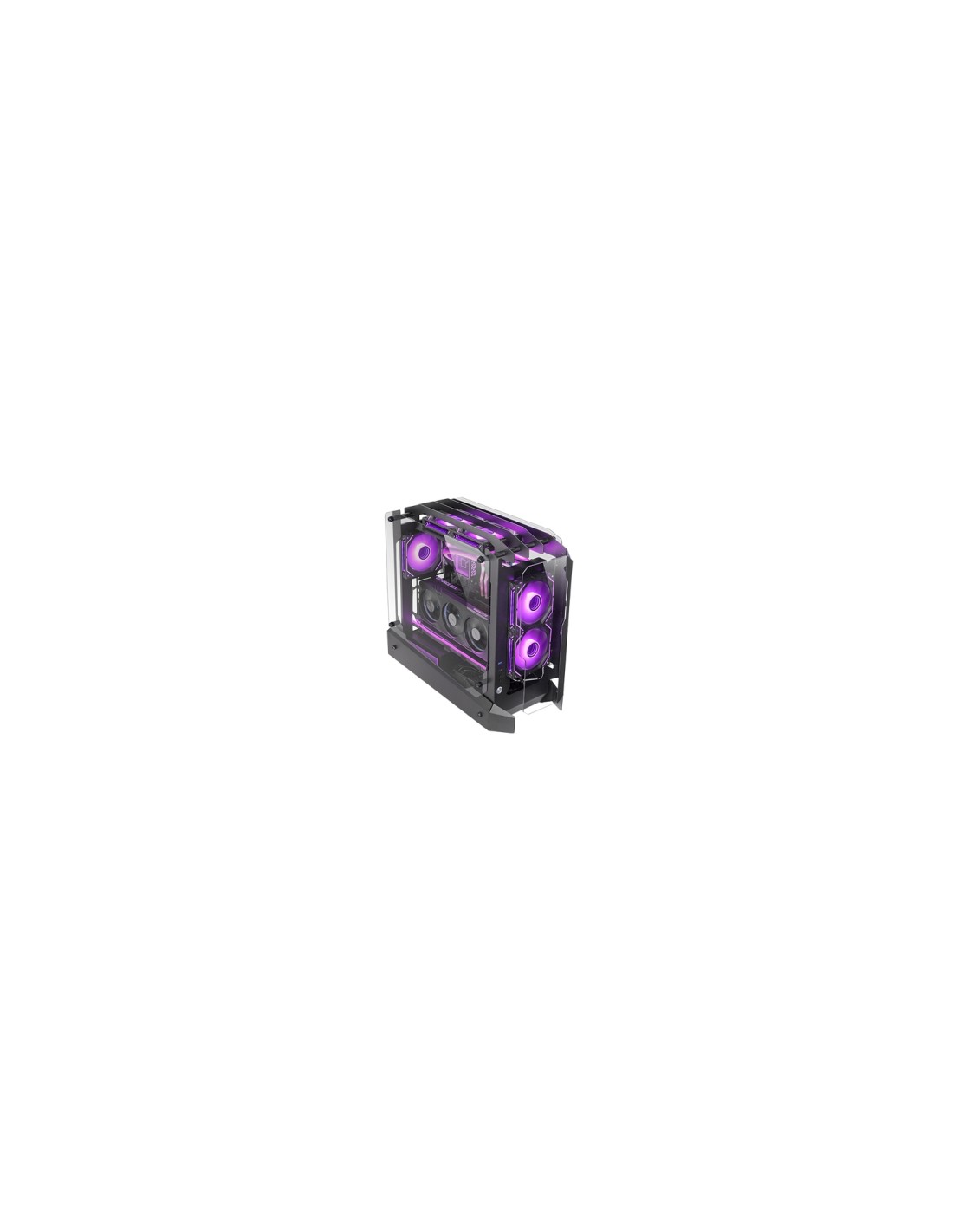 Mars Gaming MC-EDGE, Caja Gaming ATX, Diseño Open Air, Triple Panel Cristal Templado, Semitorre PC Soporte Refrigeración Líquida